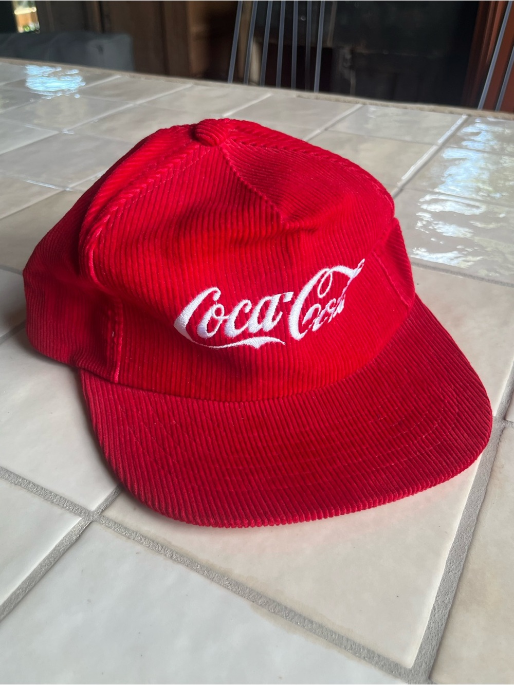 Coca-Cola Red Corduroy Baseball Hat with White Logo